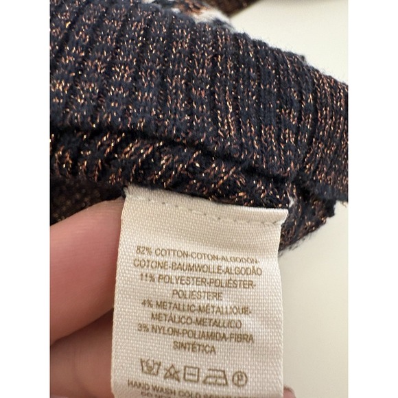 Free People Cozy Cabin Sweater Dress-Size M Metallic Chevron LS Low Back D35 - Picture 7 of 7